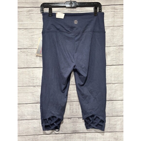 Women's Marika Cut Back High Waist Crop Leggings Blue High Waist Sz L workout - Picture 2 of 9